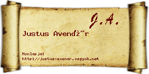 Justus Avenár névjegykártya